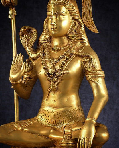 Pure Brass Lord Shiva Statue - 18"