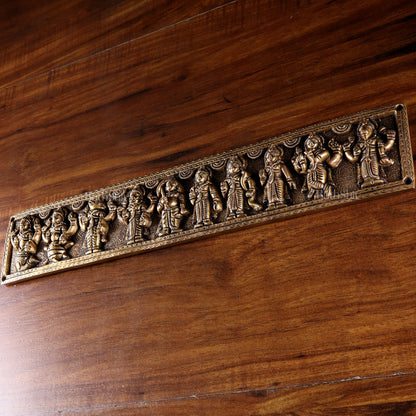 Vintage Brass Vishnu Dashavatar Wall Panel 16 inch wide