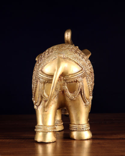 Brass big Elephant with trunk up statue 11"