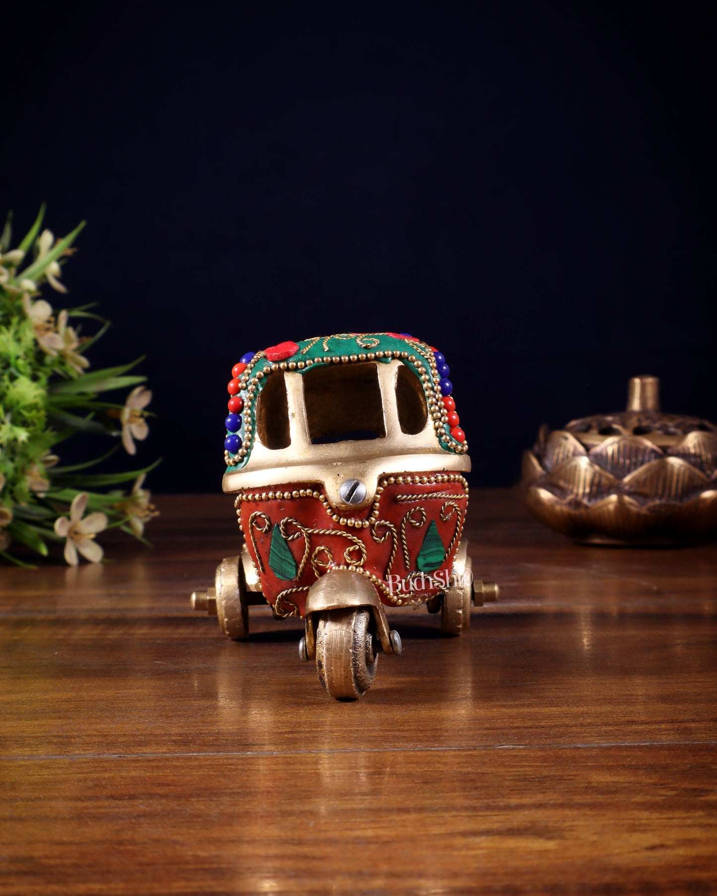 Pure Brass Auto Rickshaw Showpiece – Indian Souvenir Gift