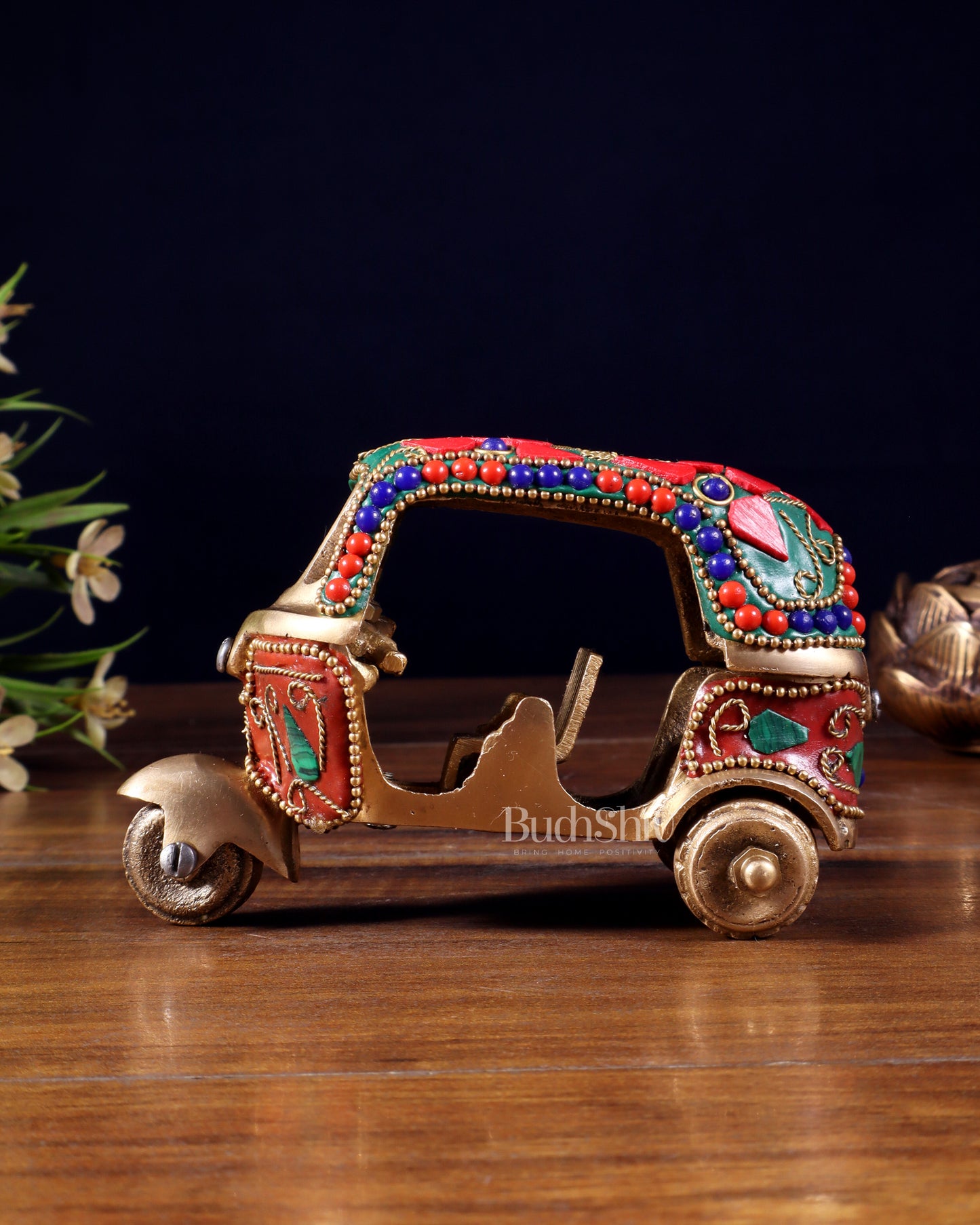 Pure Brass Auto Rickshaw Showpiece – Indian Souvenir Gift