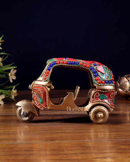 Pure Brass Auto Rickshaw Showpiece – Indian Souvenir Gift