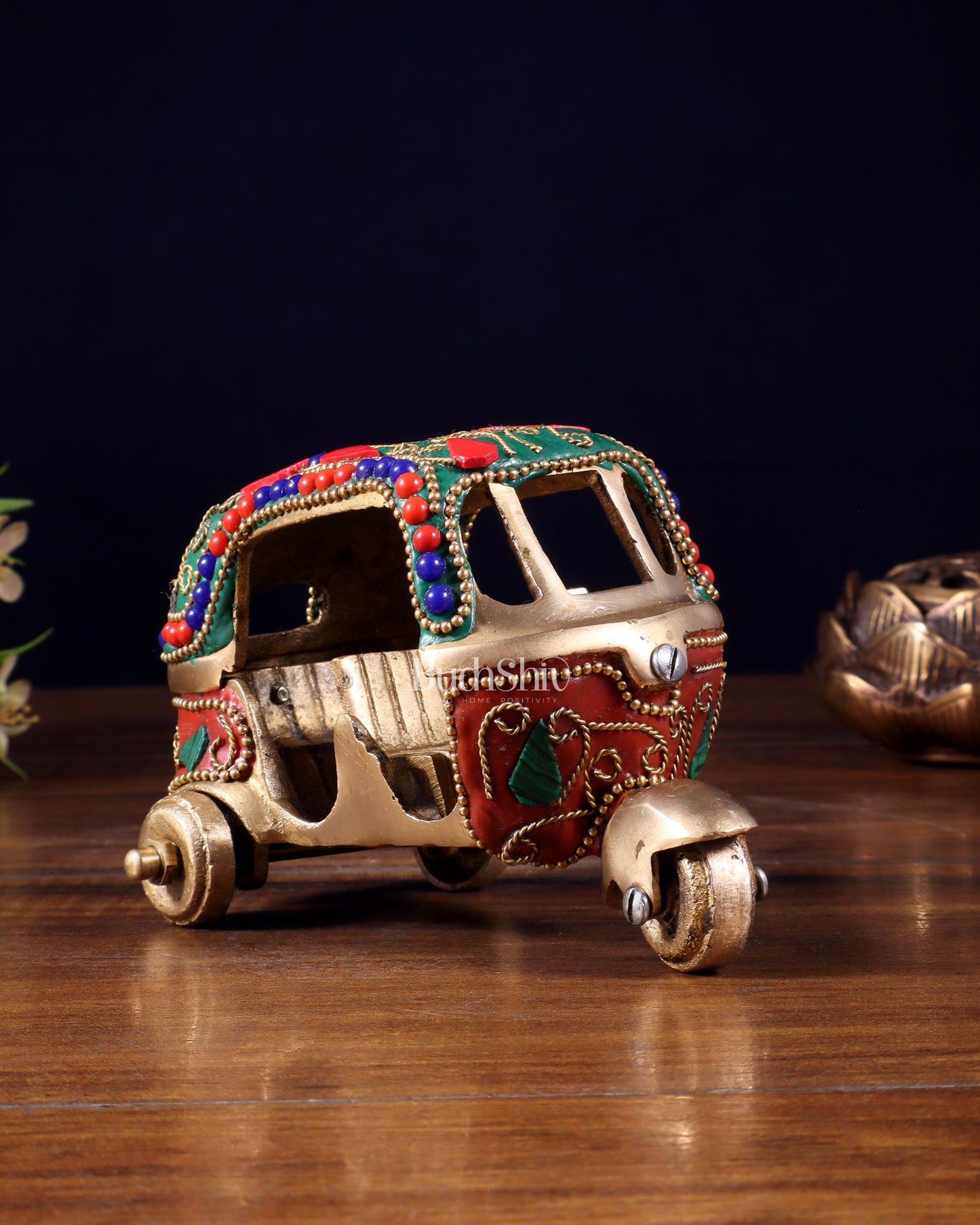 Pure Brass Auto Rickshaw Showpiece – Indian Souvenir Gift