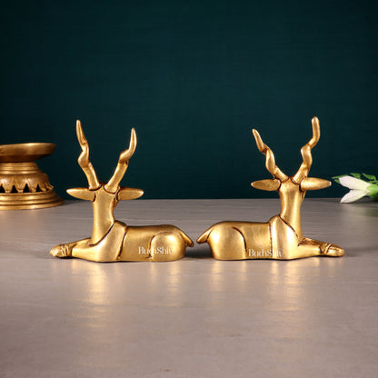 Pure Brass Small Pair of Sitting Deer – Vastu Approved 3.5 inch