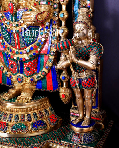 Large Brass Tirupati Balaji Sculpture 60" Lord Venkateshwara darbar