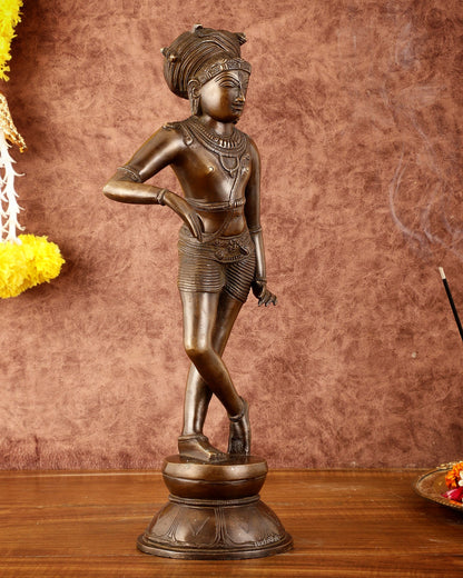 Pure Brass Chola-Style vrishava vahan Shiva Statue – Shirastraka Turban Design 15 inch