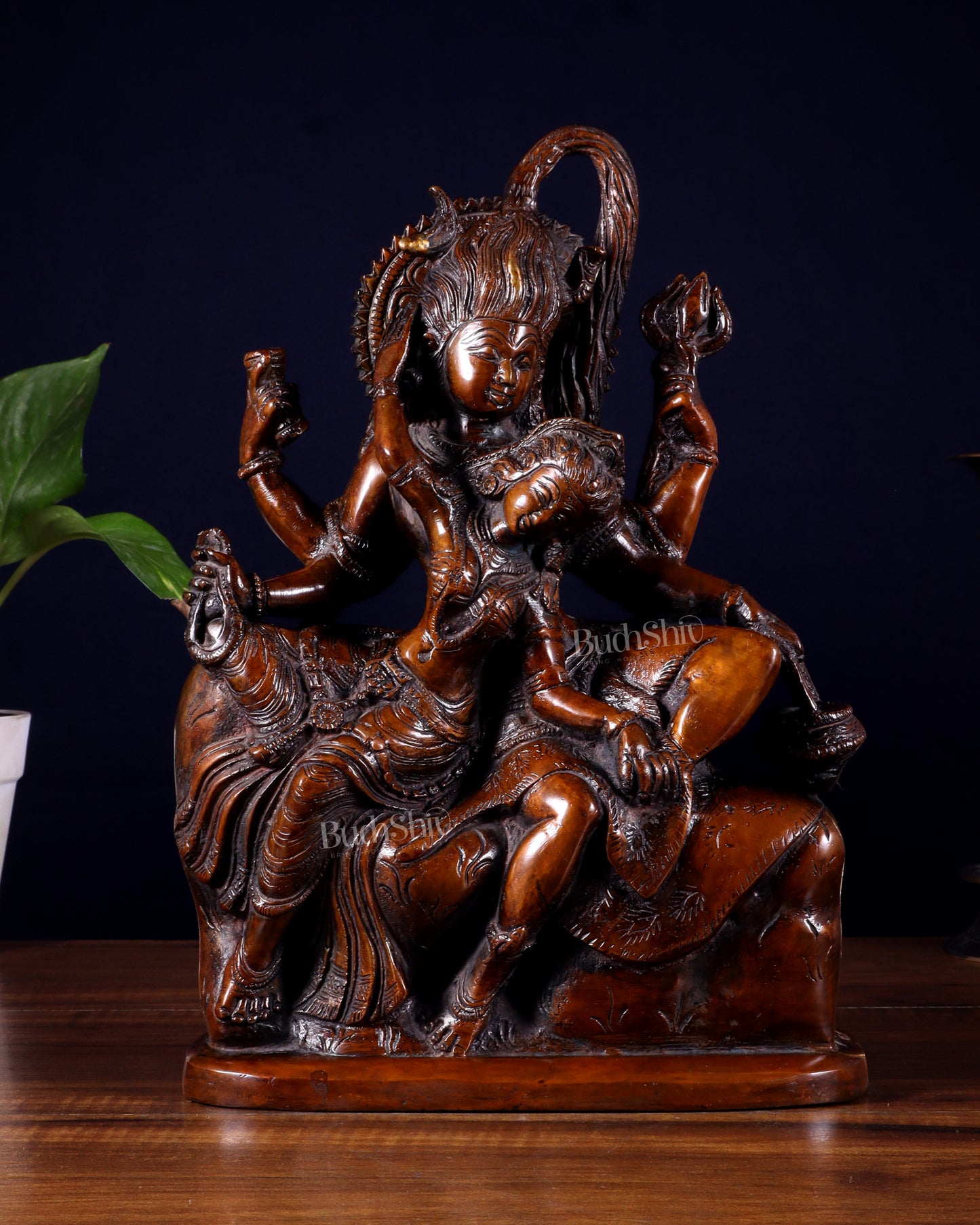 Pure Superfine Brass Shiva and Parvati Ananda Murti - 11"
