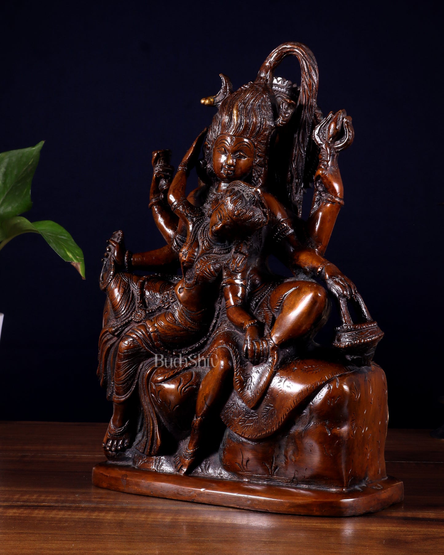 Pure Superfine Brass Shiva and Parvati Ananda Murti - 11"