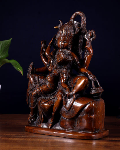 Pure Superfine Brass Shiva and Parvati Ananda Murti - 11"