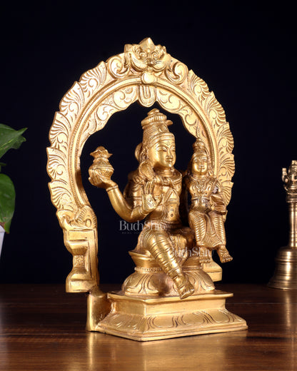 Brass Swarnakarshana Bhairava Shiva Parvati Idol 10 inch