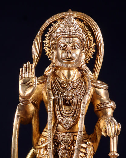 Pure Brass Bahubali Hanuman Standing Statue – 14 Inch