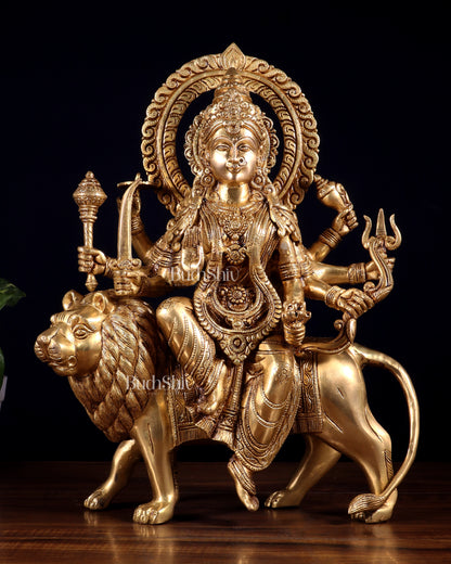 Pure Brass Durga ambe Mata on lion Idol 15 inch