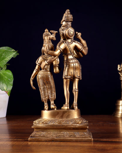 Pure Brass Superfine Shiv Parvati Idol - 9"