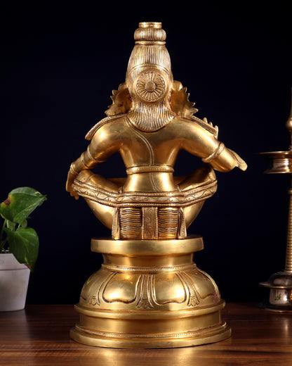 Brass Lord Ayyappa Swamy Ayyappan Statue - 14" Intricate Sculpture