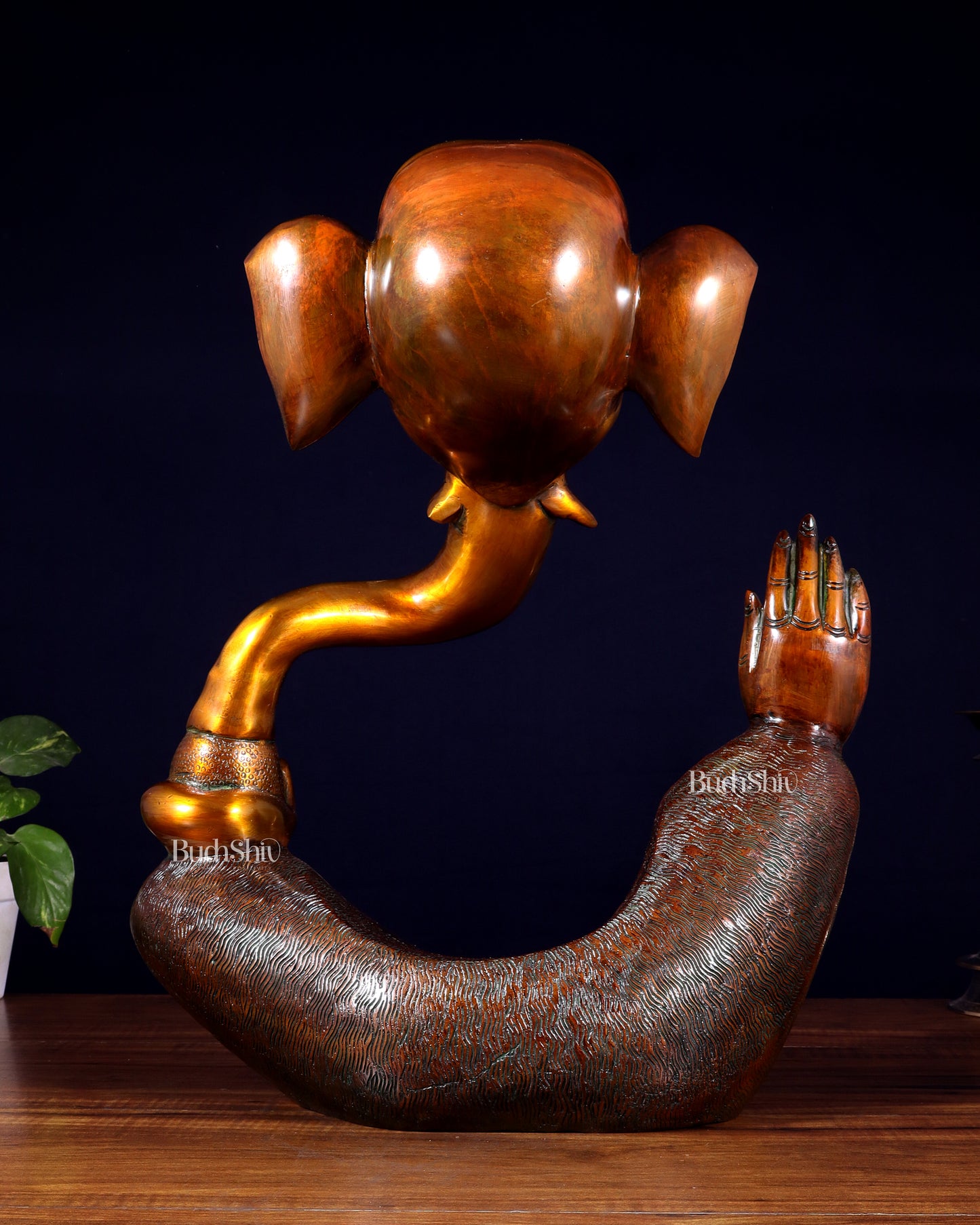 Pure Brass Large Modern Ganesha Statue – Dual Tone Finish 17 inch