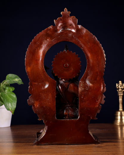 Pure Brass Lord Ganesha on Throne – Dual Tone Finish 12 inch