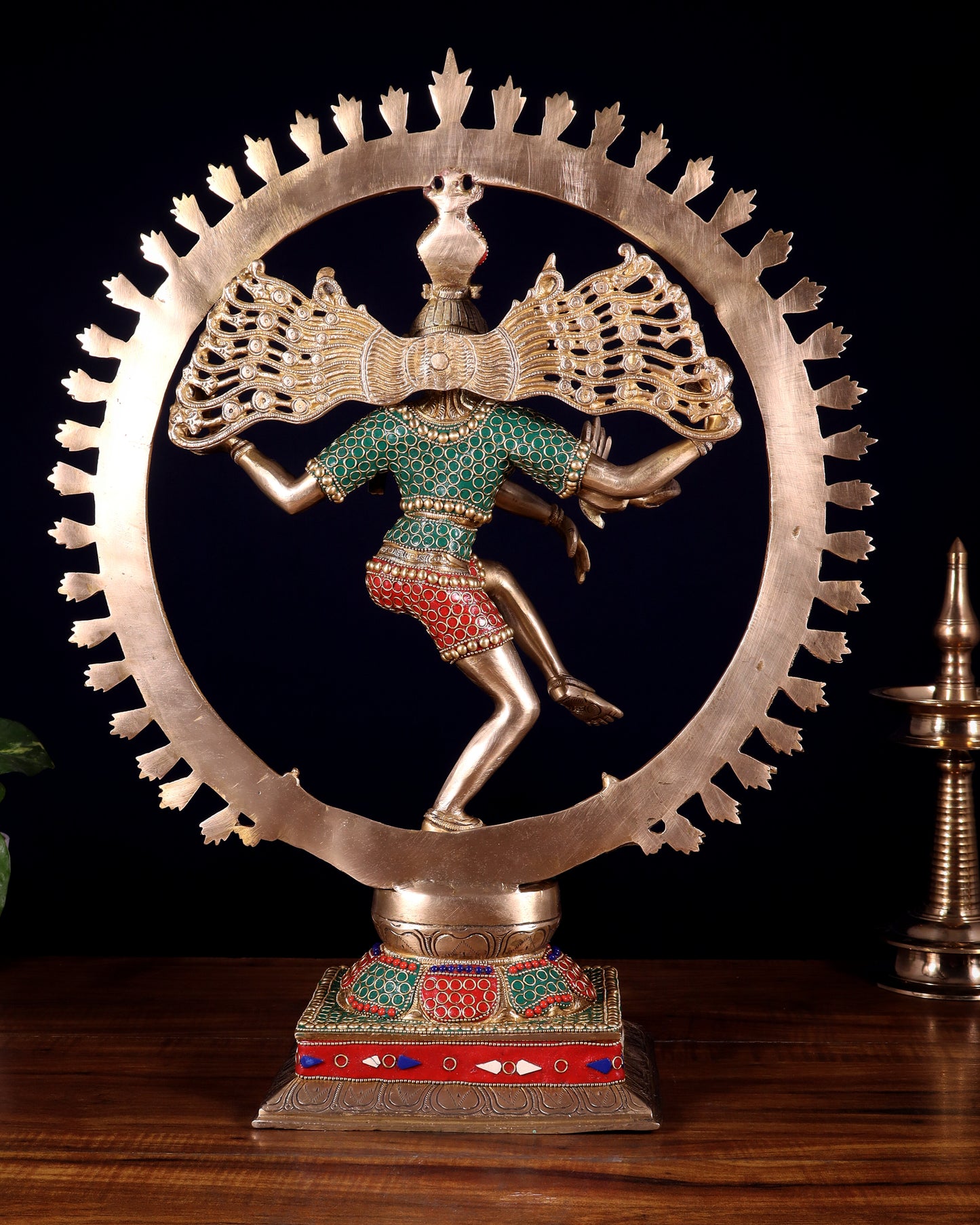 Exquisite Brass Nataraja Statue with Brass Ring - Handcrafted Masterpiece 21"