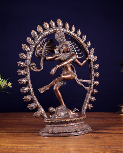 Vintage Brass Nataraja statue with Oval Ring | 12 Inch Height | 3.2 KG