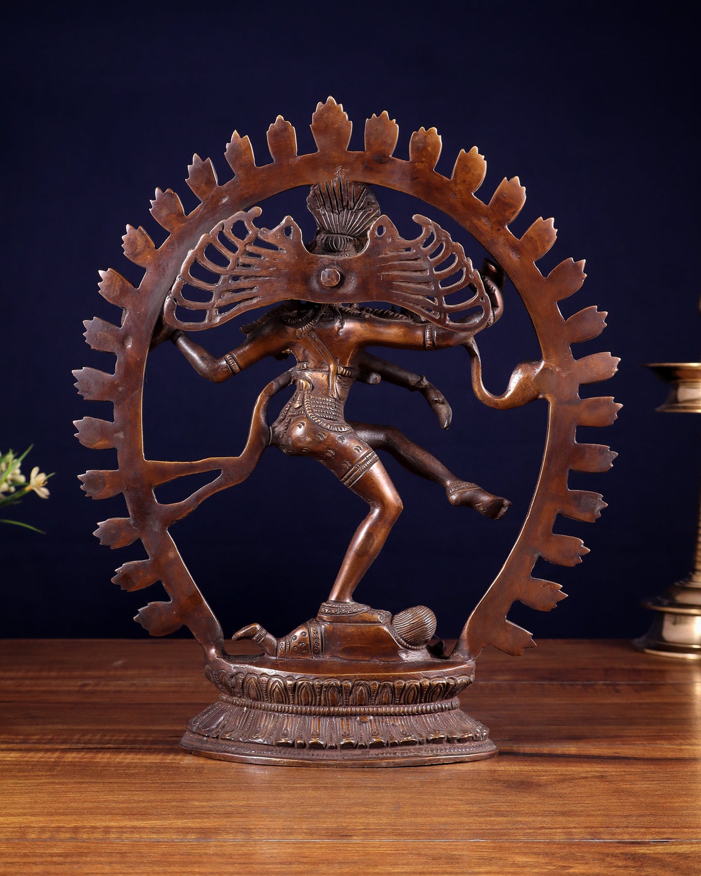 Vintage Brass Nataraja statue with Oval Ring | 12 Inch Height | 3.2 KG