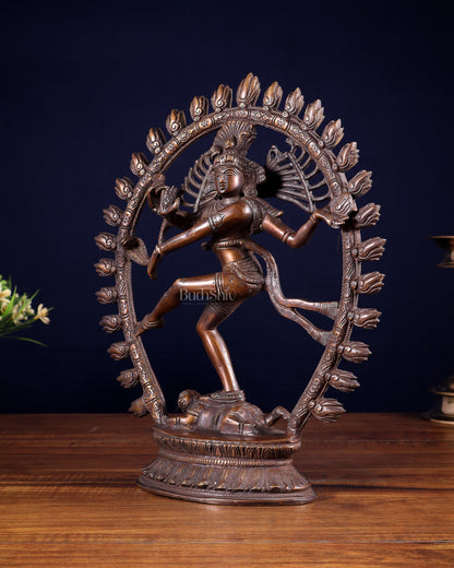 Vintage Brass Nataraja statue with Oval Ring | 12 Inch Height | 3.2 KG