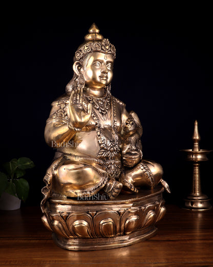 Pure Brass Large Kubera Statue – 22.5 Inch | God of Wealth