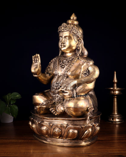 Pure Brass Large Kubera Statue – 22.5 Inch | God of Wealth