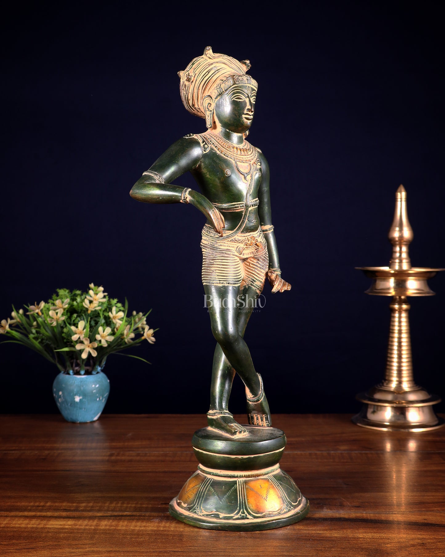 Pure Brass vrishava vahan Shiva Statue green patina  15 inch