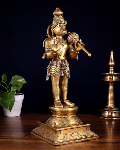 Superfine Brass Standing Lord Hanuman Idol | 16.5 inch