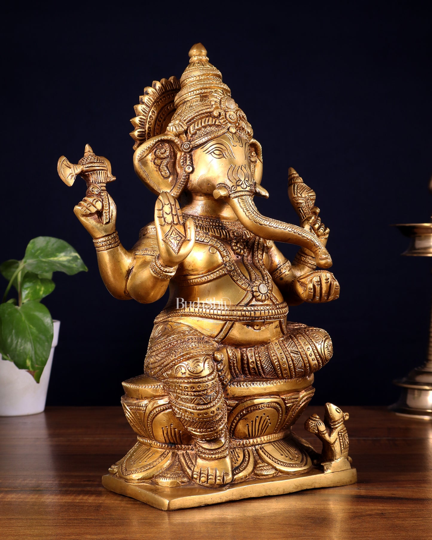 Pure Brass Lord Ganesha Statue – 12 Inch | Handcrafted Idol