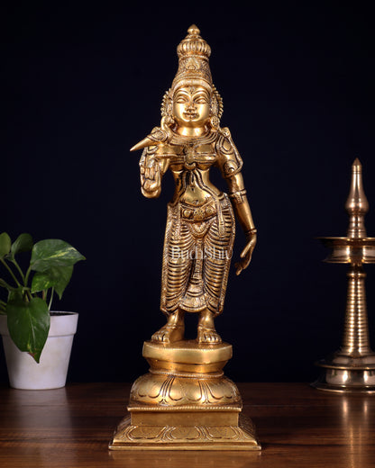 Pure Brass Goddess Meenakshi Statue – 15 Inch | Handcrafted Idol