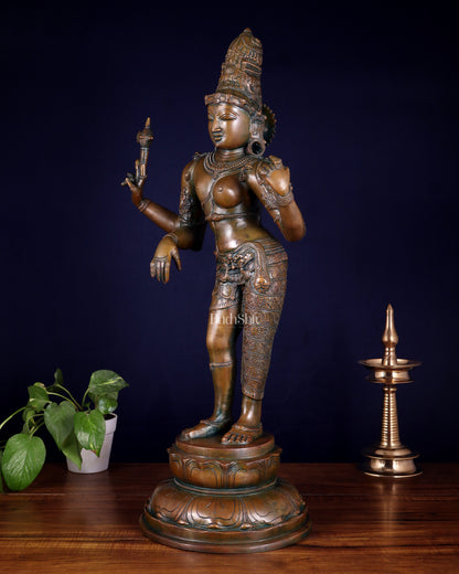Brass Ardhanarishwara Statue – 27” chola bronze tone