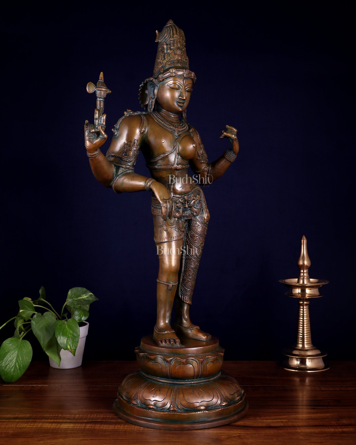 Brass Ardhanarishwara Statue – 27” chola bronze tone