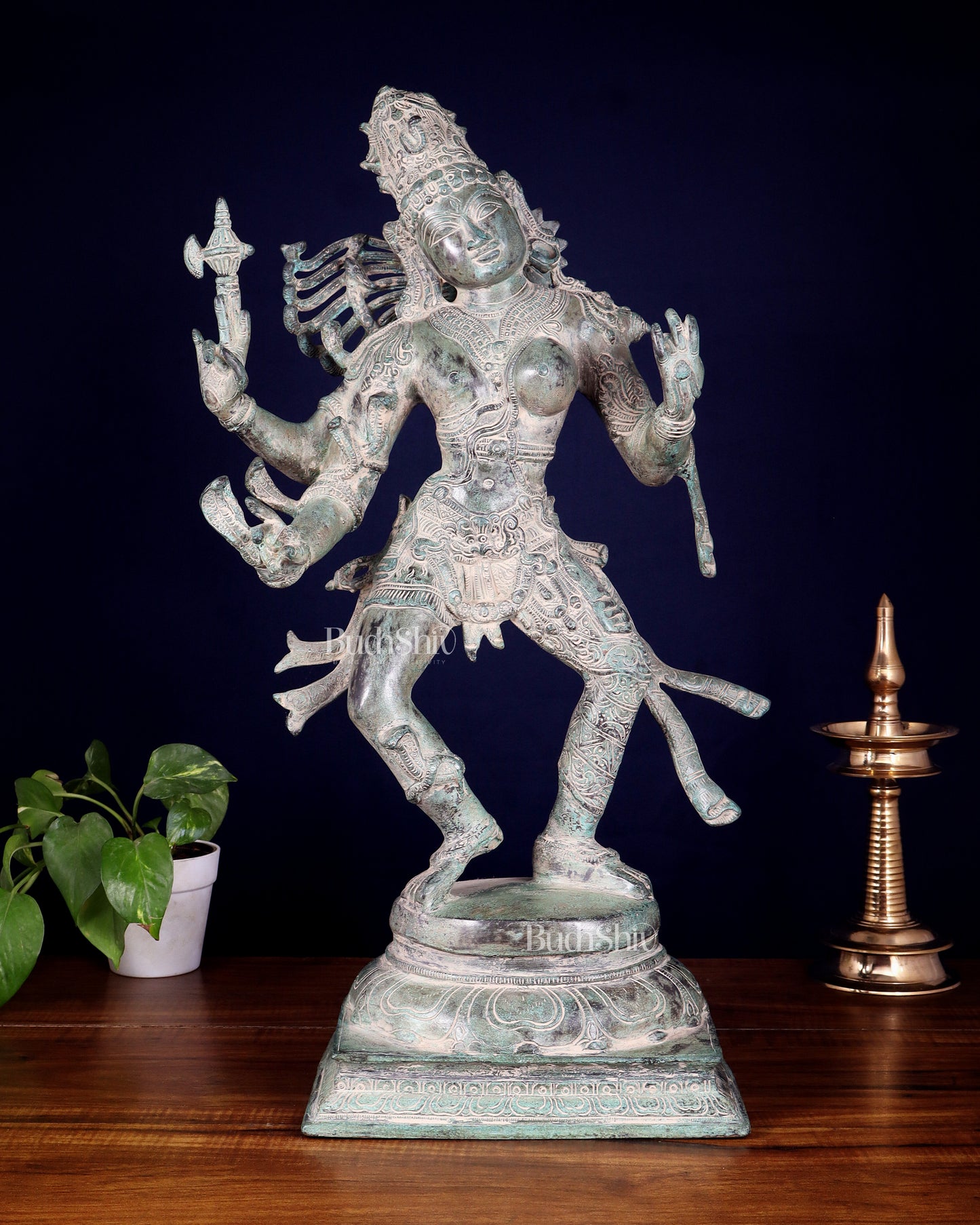 Ardhanarishvara Brass Statue Stone Finish - 24"