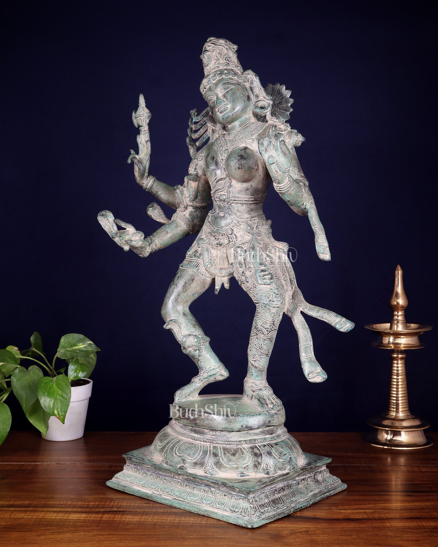Ardhanarishvara Brass Statue Stone Finish - 24"