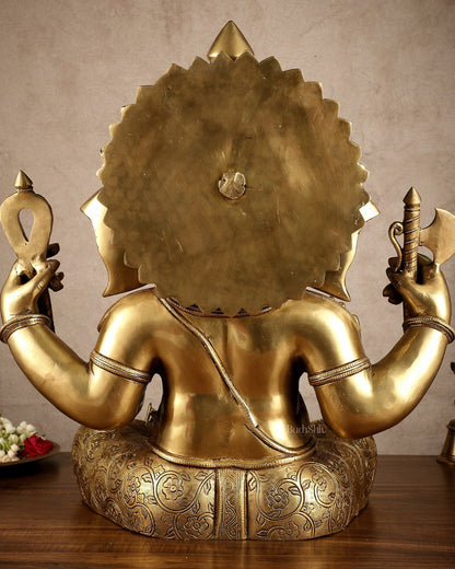 Brass Large Ganesha Statue | 20x16.5x11 Inches | 31.25 KG