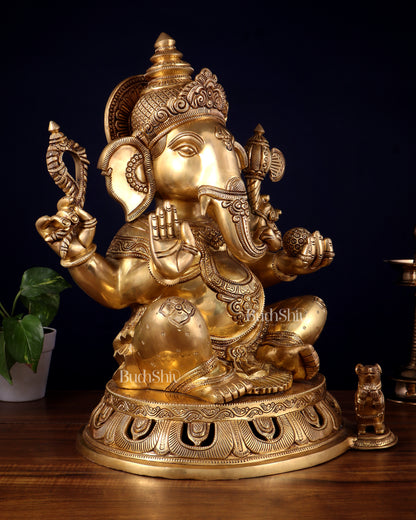 Pure Brass Superfine Lord Ganesha Statue – Large Size 18"