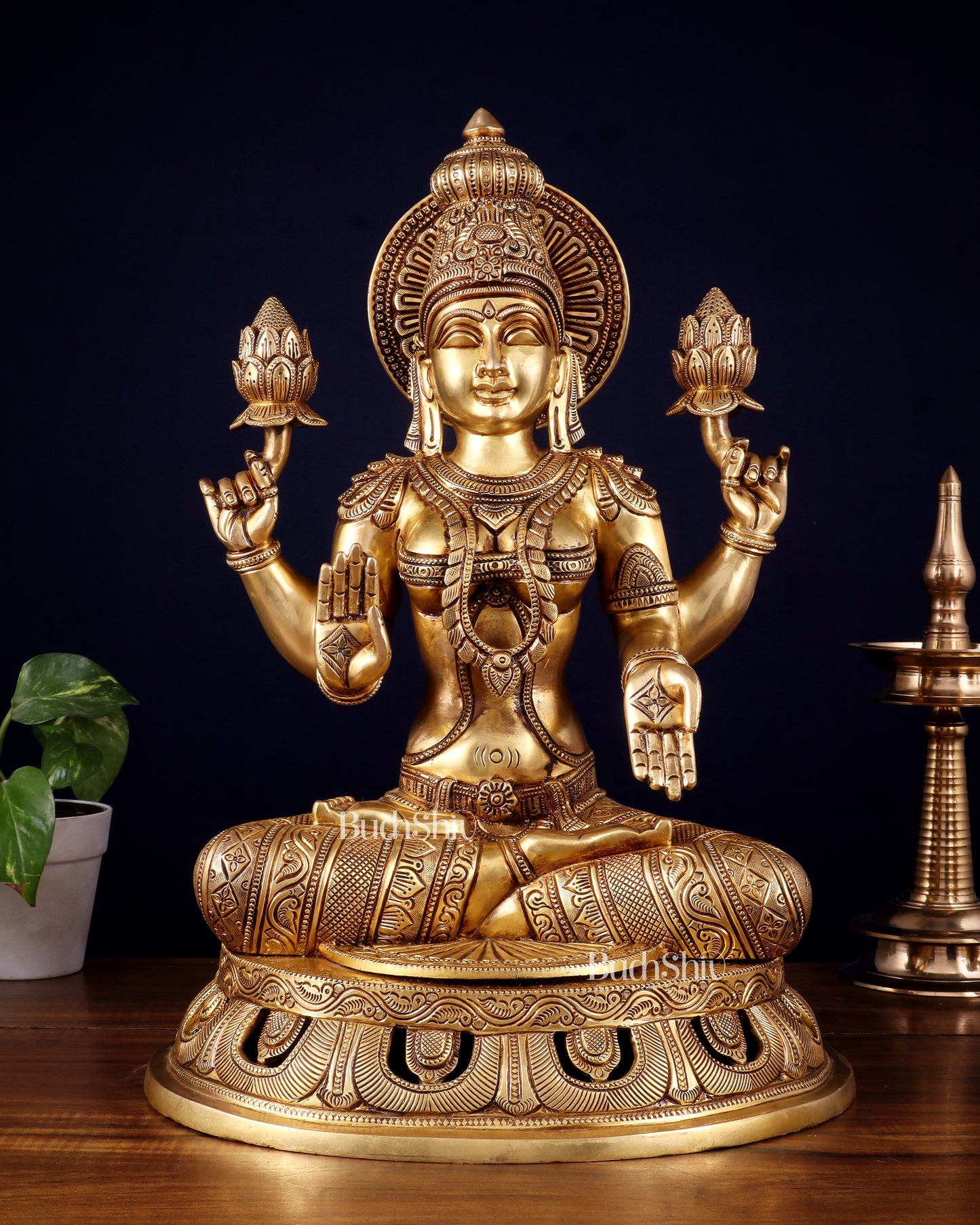 Pure Brass Superfine Lakshmi Statue – 17.5"