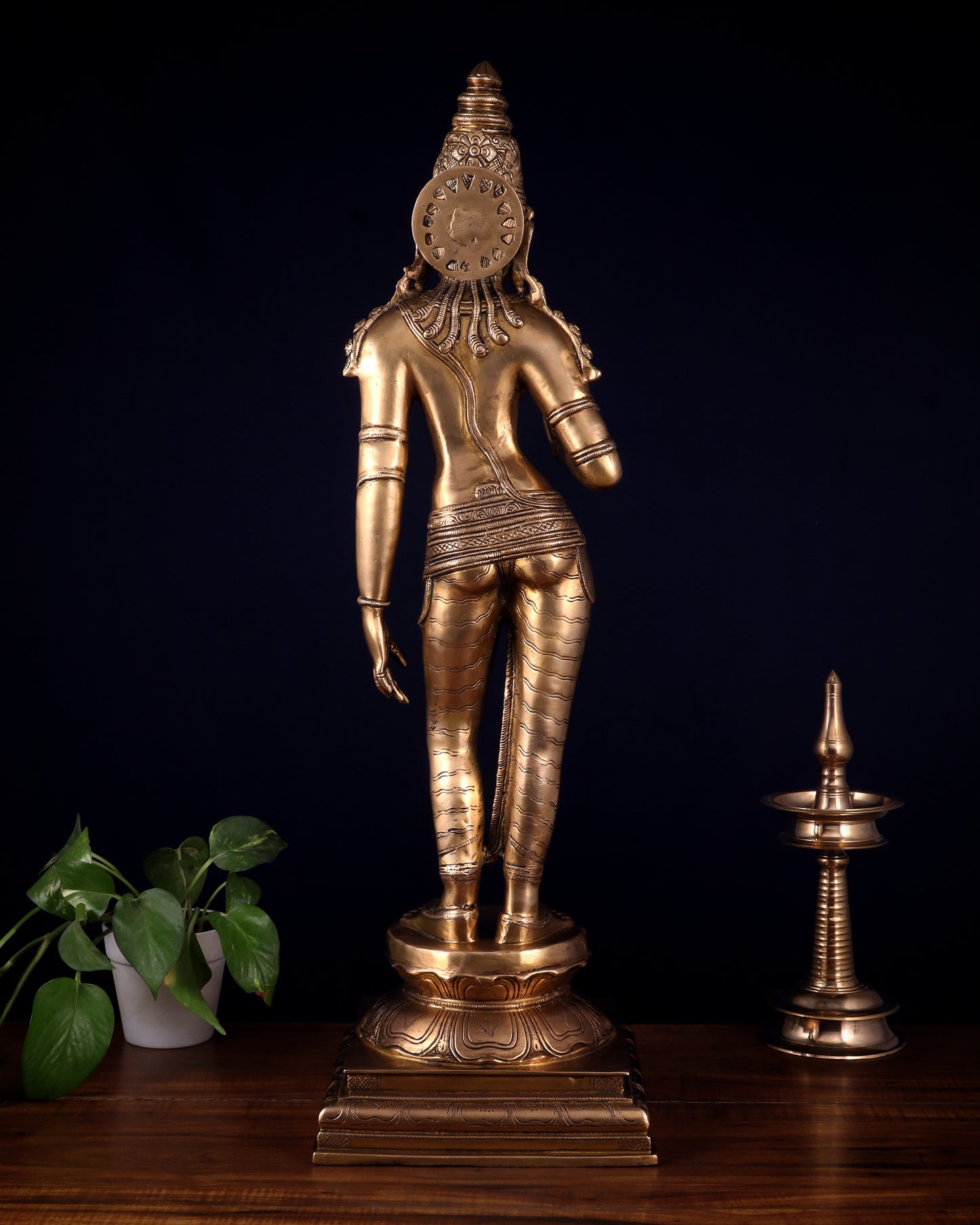 Brass Bhoga Shakti Uma Parvati Standing Sculpture – 27" Height