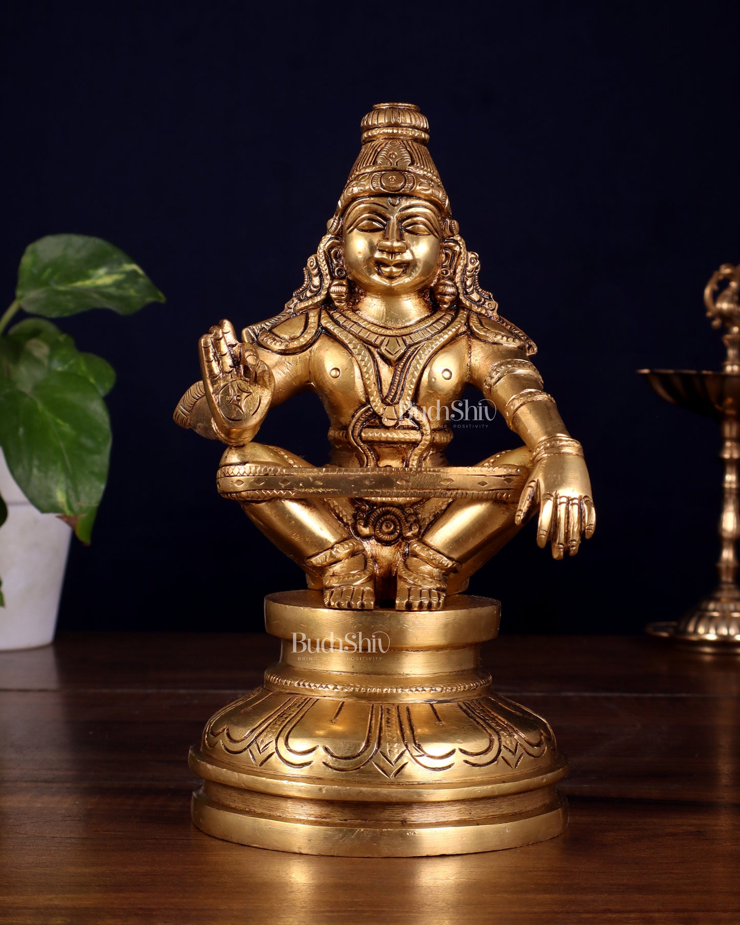 Brass Ayyappan Statue 8.5" antique finish
