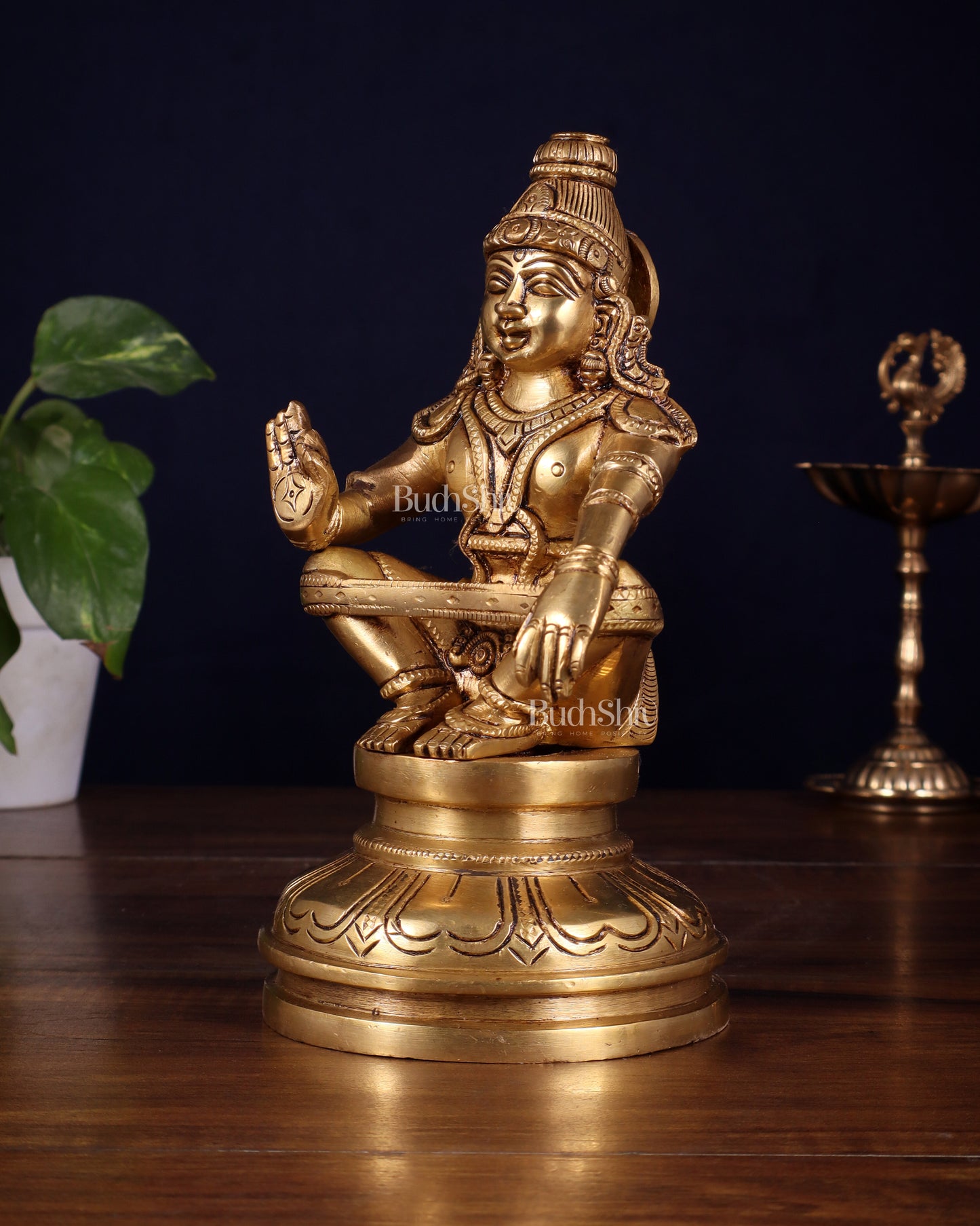 Brass Ayyappan Statue 8.5" antique finish