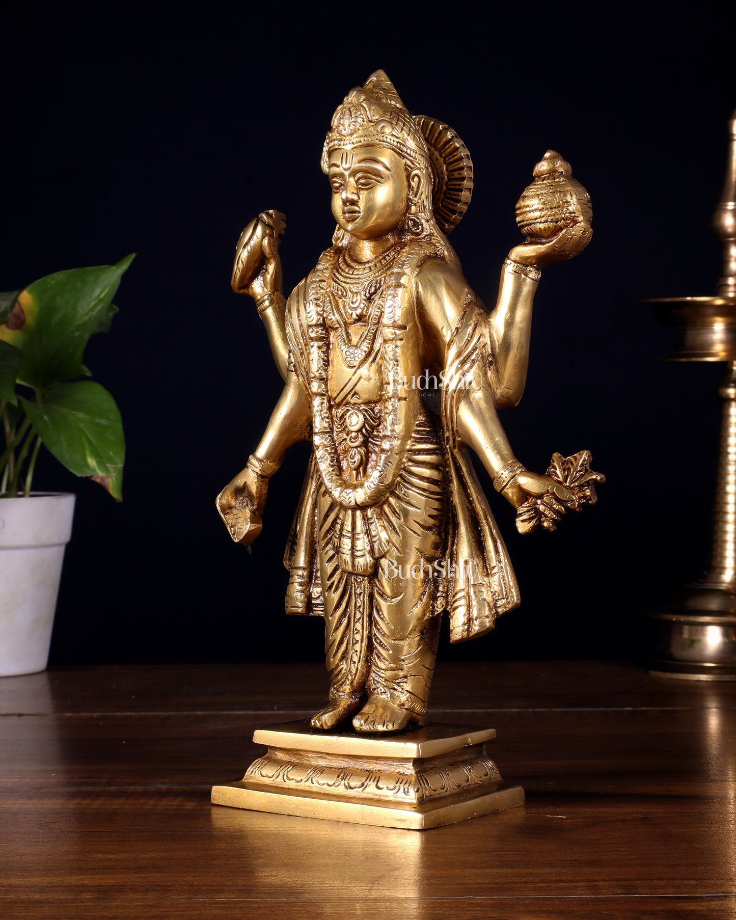 Handcrafted Brass Statue of Lord Dhanvantari, the God of Ayurveda | 10"