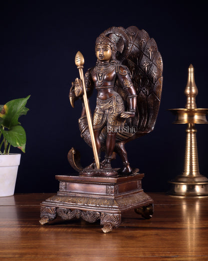 Handcrafted Lord Murgan Brass Idol - 12" Chola Finish