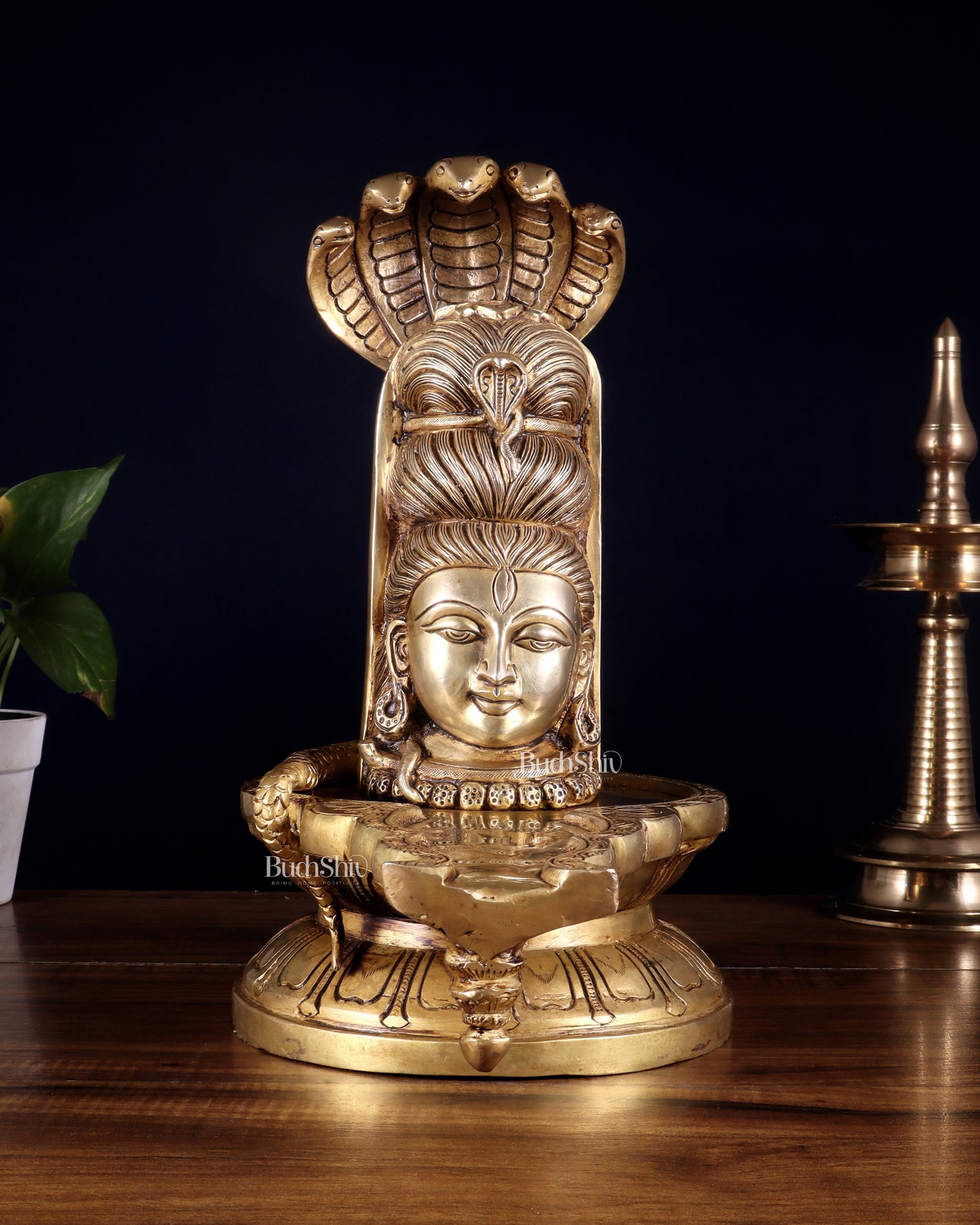 Pure Brass Lord Shiva Mukhalingam Shivling – 12 Inch