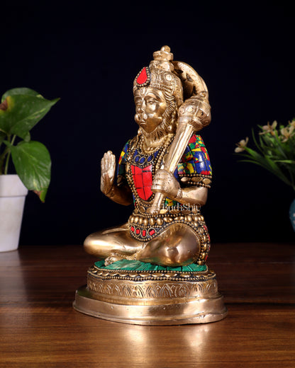 Pure Brass Blessing Hanuman Statue – 7.5 Inch