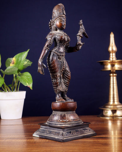 Pure Brass Goda devi Andal with Parrot Idol 12"