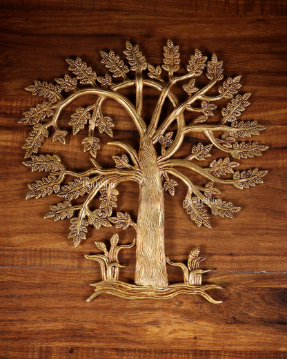 Pure Brass Kalpavriksha Tree Wall Hanging – 35 cm (14 inch
