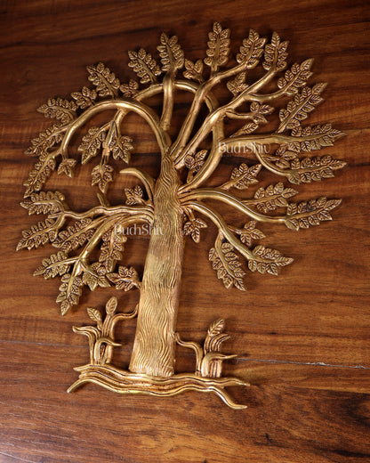 Pure Brass Kalpavriksha Tree Wall Hanging – 35 cm (14 inch