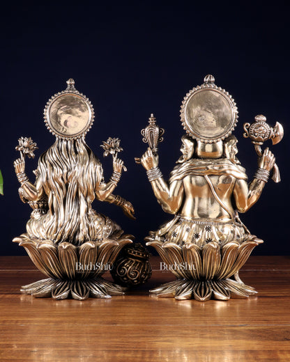 Superfine Brass Ganesha Lakshmi Idol Set – 10 Inch