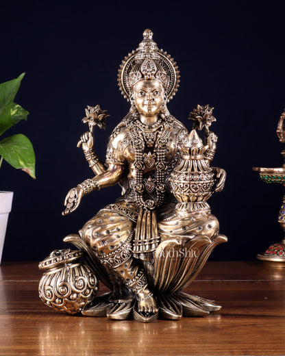 Pure Brass Superfine Dhan Lakshmi Idol – 10 Inch | Intricately Handcrafted