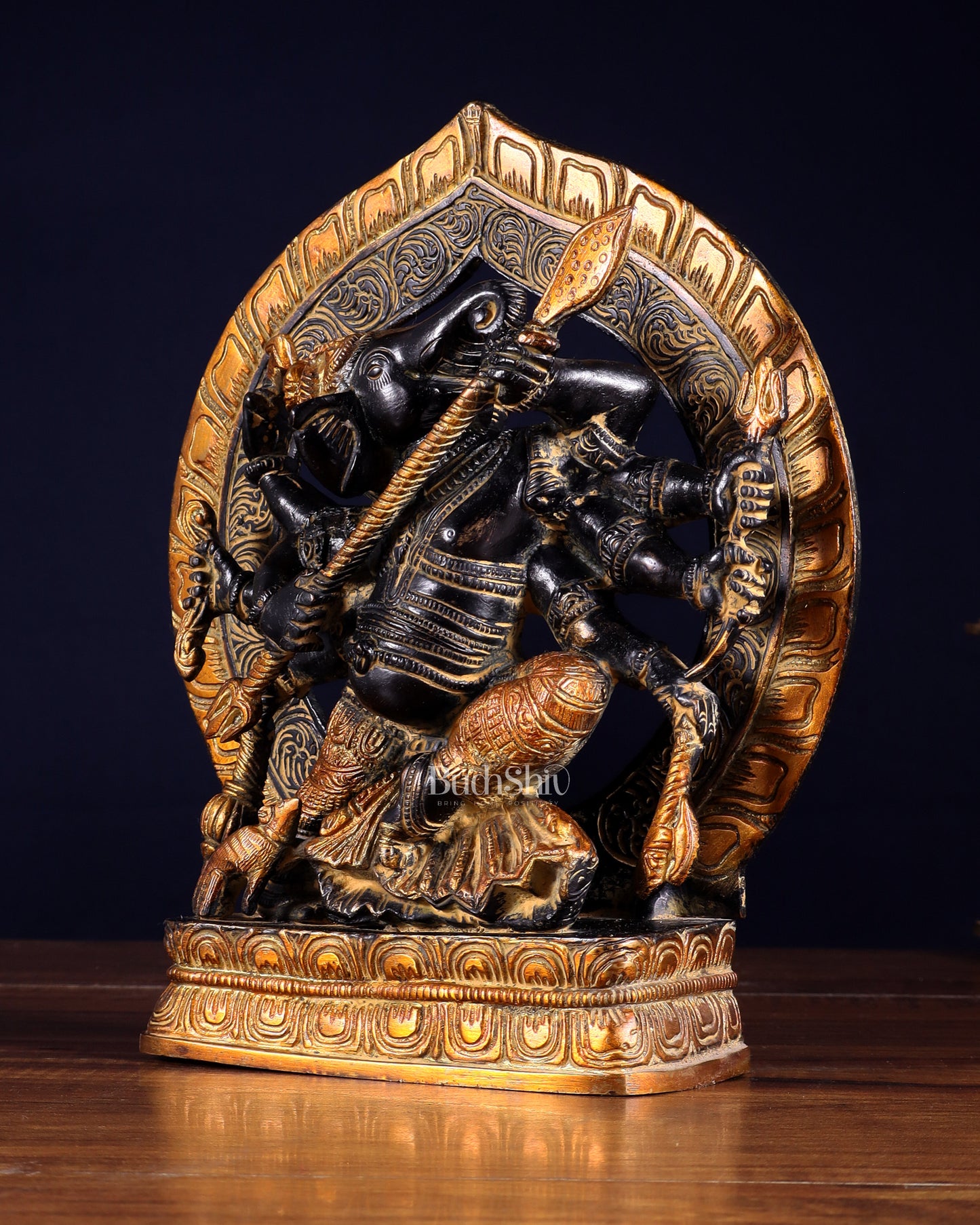 Brass Lord Ganesha Statue with eight Arms 9 inch